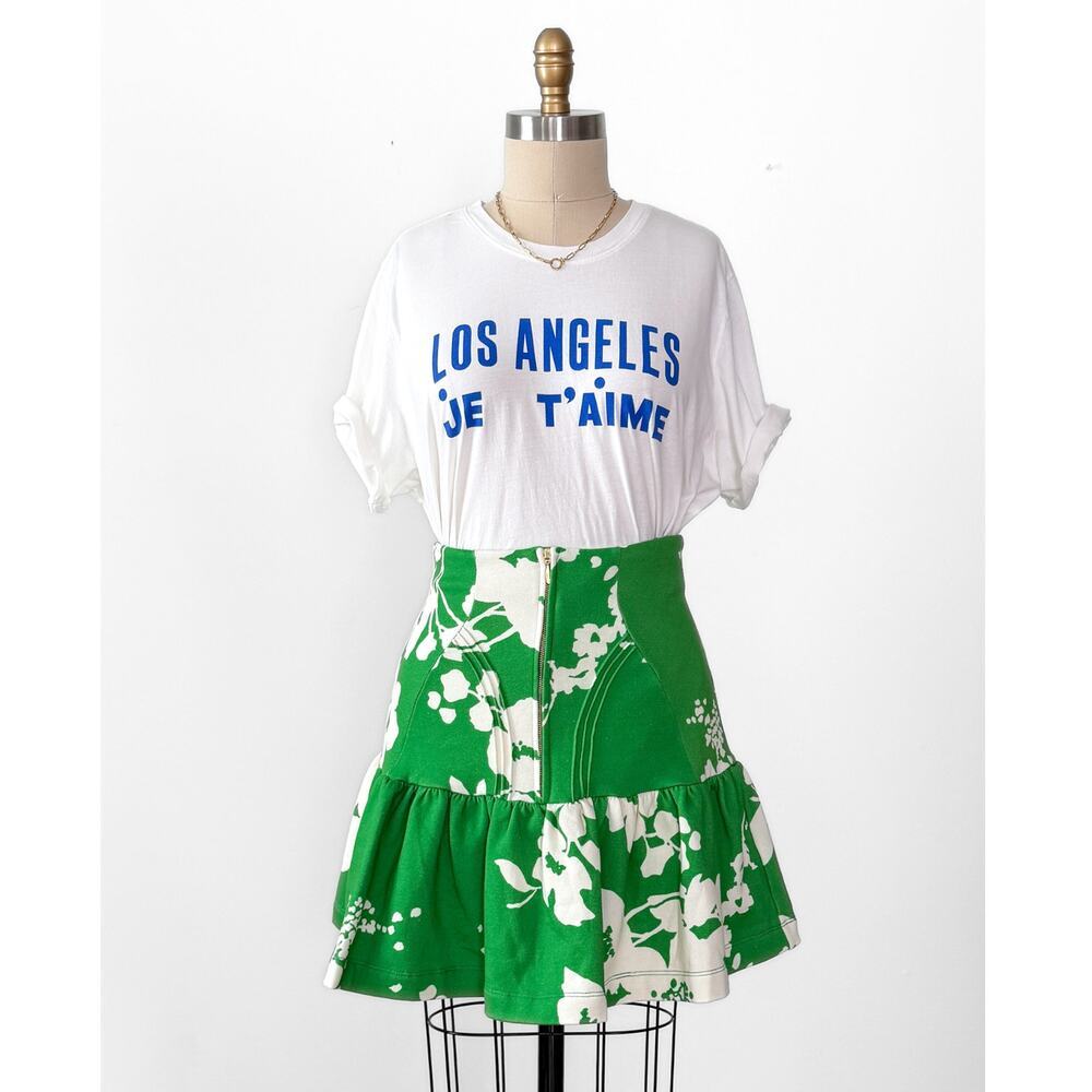 Selkie Heather Skirt in Green White Floral Summer Field Print NWT